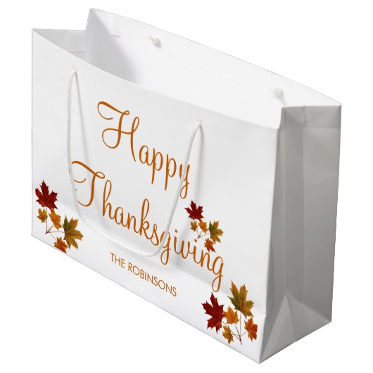 Happy Thanksgiving aangepaste naam Fall Leaves Groot Cadeauzakje (Voorkant Gekanteld)