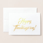 Happy Thanksgiving aangepaste scriptnaam elegant Folie Kaarten (Voorkant met envelop)