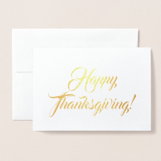 Happy Thanksgiving aangepaste scriptnaam elegant Folie Kaarten (Voorkant met envelop)