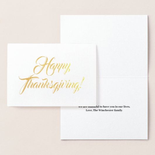 Happy Thanksgiving aangepaste scriptnaam elegant Folie Kaarten (Display)