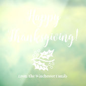Happy Thanksgiving aangepaste witte scriptblades Raamsticker (Vel 3)