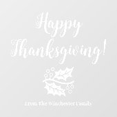 Happy Thanksgiving aangepaste witte scriptblades Raamsticker (Vel)
