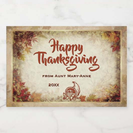 Happy Thanksgiving (aanpasbaar) Voedselcontainer Etiket (Enkel label)