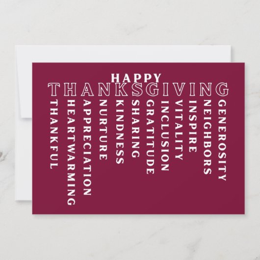 Happy Thanksgiving Acrostic Card Feestdagenkaart (Voorkant)