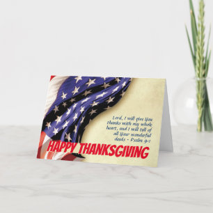 HAPPY THANKSGIVING   Amerikaanse vlag   Schrift Kaart