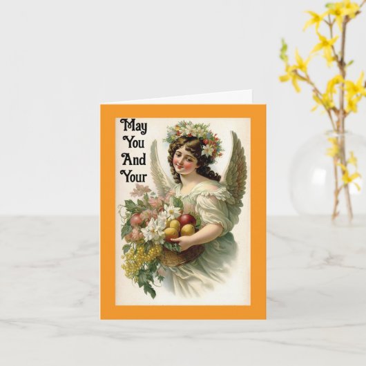 Happy Thanksgiving Angel Wenskaart Kaart (Gele Bloem)