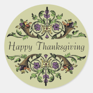 Happy Thanksgiving Antiek Cornucopias Art Sticker