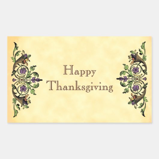 Happy Thanksgiving Antiek Cornucopias Art Sticker (Voorkant)