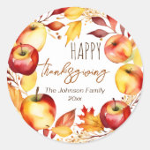 Happy Thanksgiving appelkrans sjabloon Ronde Sticker (Voorkant)