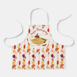 Happy Thanksgiving Apple Pie Autumn Leaves Cartoon Schort