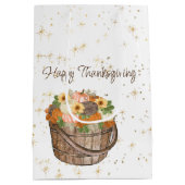 Happy Thanksgiving Autumn Barrel of Pumpkins Medium Cadeauzakje (Achterkant)
