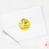 Happy Thanksgiving Autumn Bright Yellow Lotus Ronde Sticker (Envelop)