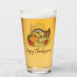 Happy Thanksgiving Autumn Cornucopia Glas