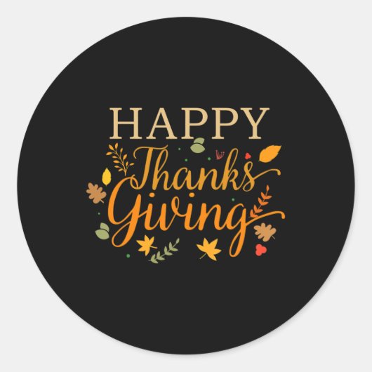 Happy Thanksgiving Autumn Fall Leaves For Holiday  Ronde Sticker (Voorkant)