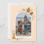 Happy Thanksgiving Autumn Foliage Arch Curve Foto Feestdagenkaart (Voorkant)