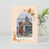 Happy Thanksgiving Autumn Foliage Arch Curve Foto Feestdagenkaart (Staand voorkant)