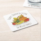 Happy Thanksgiving Autumn Harvest Custom Kartonnen Onderzetters (Schuin)