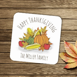 Happy Thanksgiving Autumn Harvest Custom Kartonnen Onderzetters