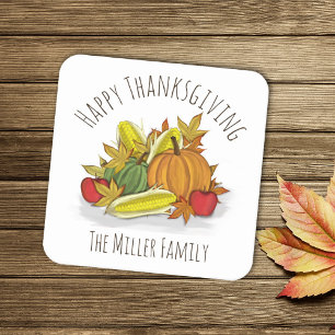 Happy Thanksgiving Autumn Harvest Custom Kartonnen Onderzetters