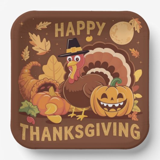 Happy Thanksgiving Autumn Harvest Paper Bord (Voorkant)