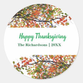 Happy Thanksgiving Autumn Herfst Foliage Ronde Sticker
