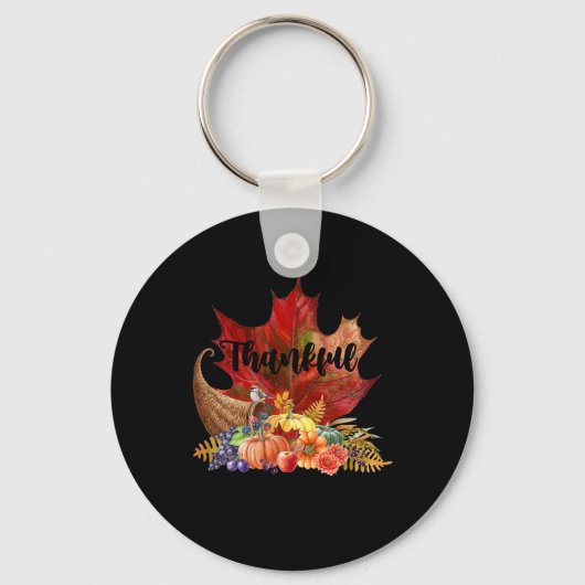 Happy Thanksgiving Autumn Herfst Maple laat Thankf Sleutelhanger (Voorkant)