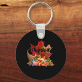 Happy Thanksgiving Autumn Herfst Maple laat Thankf Sleutelhanger (Voorkant)