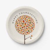 Happy Thanksgiving Autumn Herfst Round Pop Tree Papieren Bordje (Voorkant)