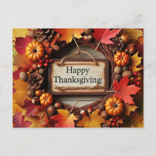Happy Thanksgiving Autumn Leaf Krans Feestdagenkaart