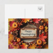 Happy Thanksgiving Autumn Leaf Krans Feestdagenkaart (Voorkant / Achterkant)