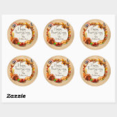 Happy Thanksgiving Autumn Leaf Wreath Monogram Ronde Sticker (Vel)