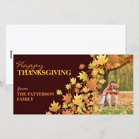 Happy Thanksgiving Autumn Leaves Foto begroeting Feestdagenkaart (Voorkant / Achterkant)