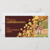 Happy Thanksgiving Autumn Leaves Foto begroeting Feestdagenkaart (Voorkant)