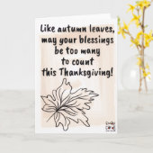 Happy Thanksgiving Autumn Leaves Kaart (Gele Bloem)