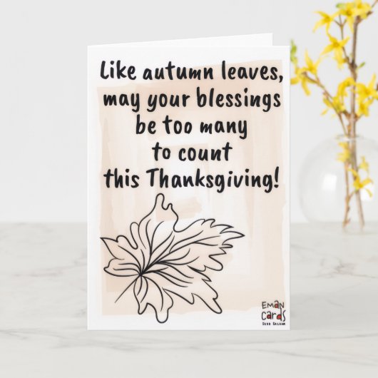 Happy Thanksgiving Autumn Leaves  Kaart (Gele Bloem)