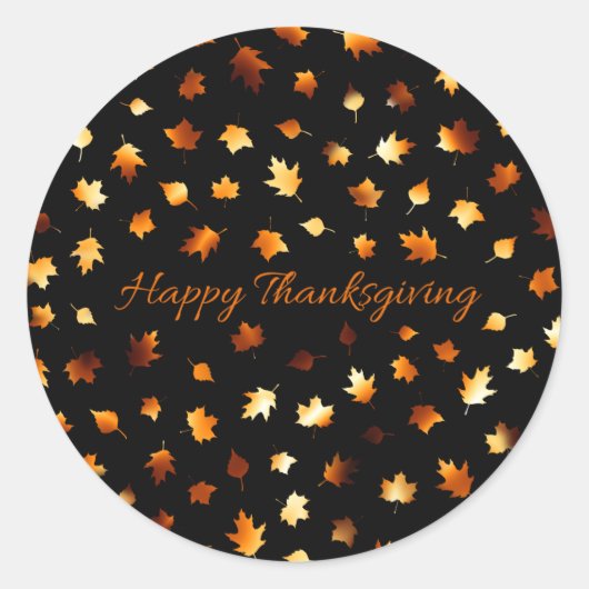Happy Thanksgiving Autumn Leaves Ronde Sticker (Voorkant)