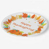 Happy Thanksgiving Autumn Leaves Wreath Papieren Bordje (Gekanteld)