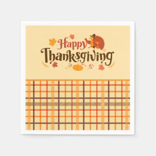Happy Thanksgiving Autumn Plaid Servet