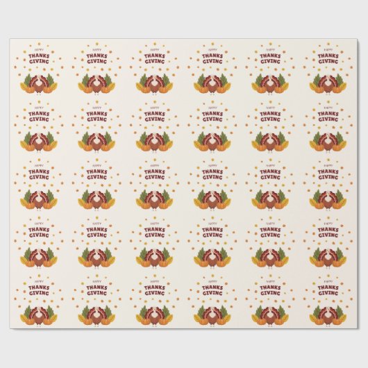 Happy Thanksgiving Autumn Pumpkin Cadeaupapier (Vlak)