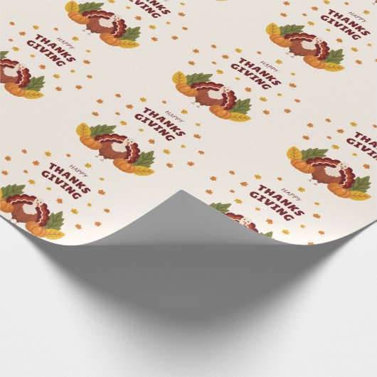 Happy Thanksgiving Autumn Pumpkin Cadeaupapier (Hoek)