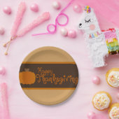 Happy Thanksgiving Autumn Pumpkin Papieren Bordje (Feest)