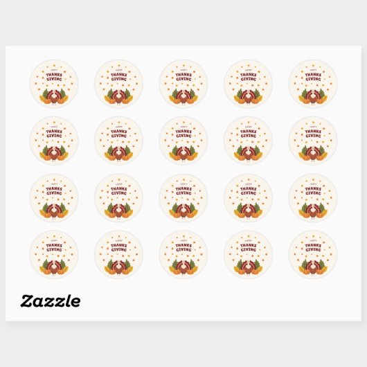 Happy Thanksgiving Autumn Pumpkin Ronde Sticker (Vel)