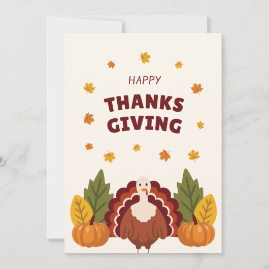 Happy Thanksgiving Autumn, Pumpkin & Turkey Feestdagenkaart (Voorkant)