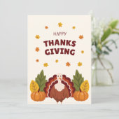 Happy Thanksgiving Autumn, Pumpkin & Turkey Feestdagenkaart (Staand voorkant)
