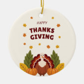 Happy Thanksgiving Autumn, Pumpkin & Turkey Keramisch Ornament (Voorkant)