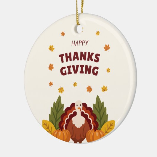 Happy Thanksgiving Autumn, Pumpkin & Turkey Keramisch Ornament (Links)