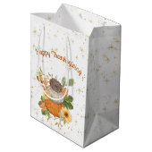 Happy Thanksgiving Autumn Pumpkins and Flowers Medium Cadeauzakje (Achterkant Gekanteld)