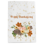 Happy Thanksgiving Autumn Pumpkins and Flowers Medium Cadeauzakje (Voorkant)