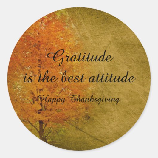Happy Thanksgiving Autumn Tree Golden Gratitude Ronde Sticker (Voorkant)