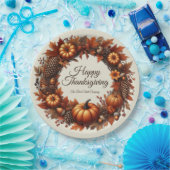 Happy Thanksgiving Autumn verlaat krans bedrijf Papieren Bordje (Feest)